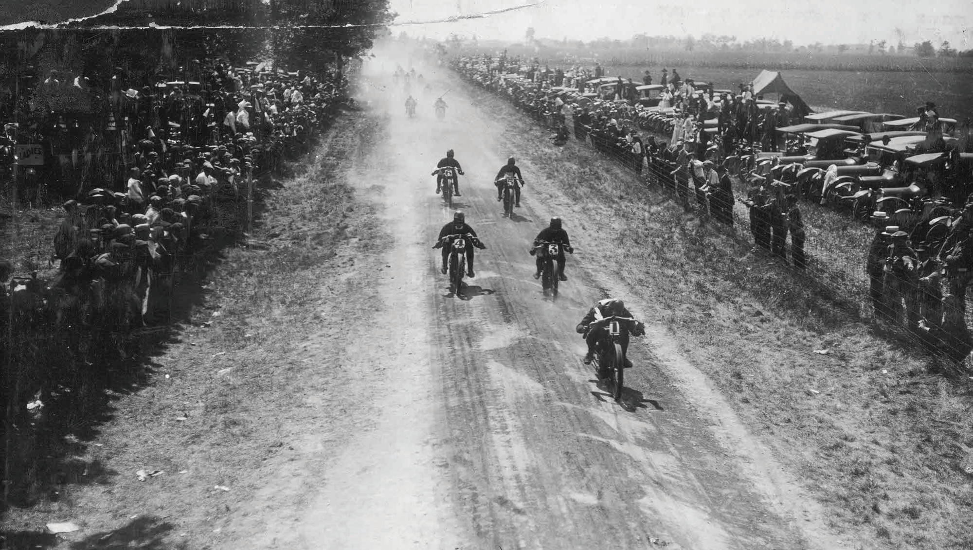 Old 1900 picture of motorcycles racing
