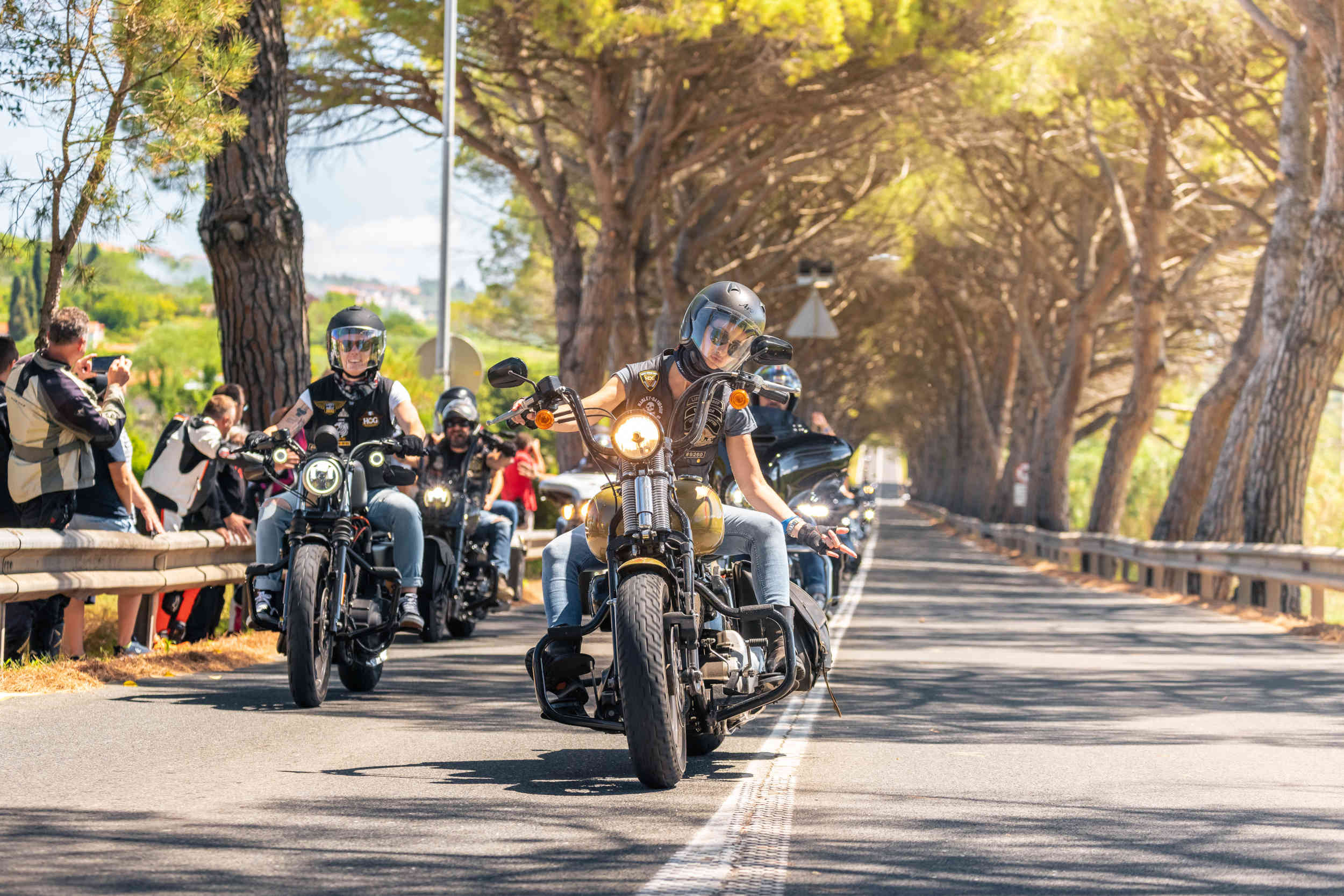 HOG riders in a parade