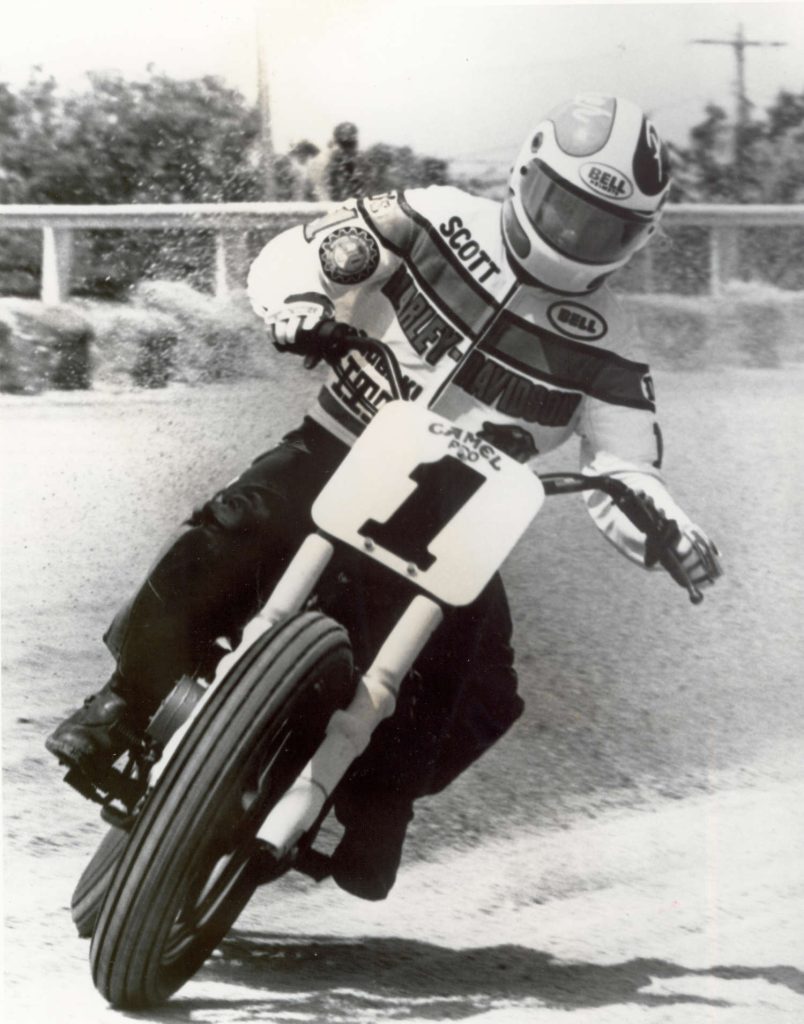 Scott Parker on a Harley-Davidson.