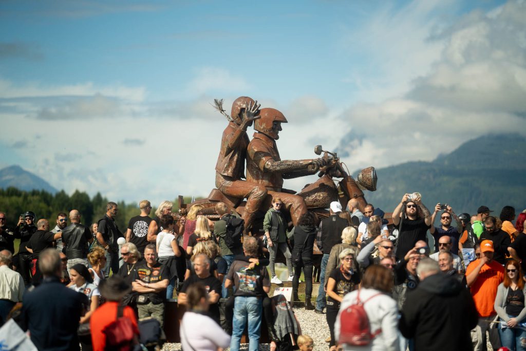 A Harley-Davidson statue in Faaker See, Austria.
