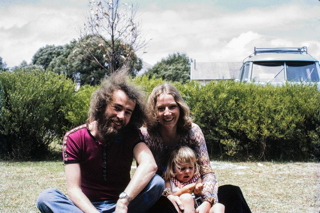 A picture of a younger Bob, Chris and their daughter.