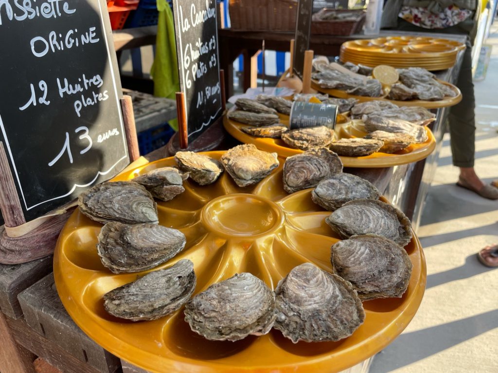 A picture of a plate of oysters.