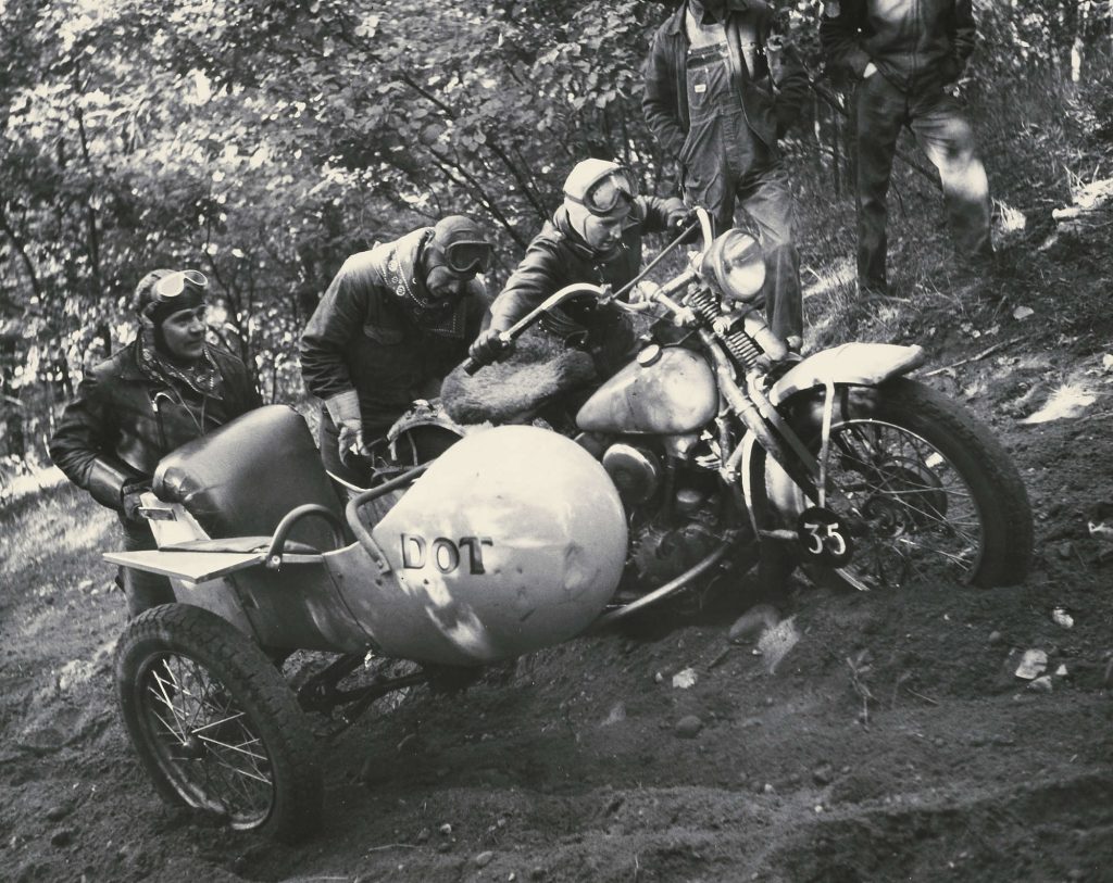 Dot Robinson with her Harley-Davidson.