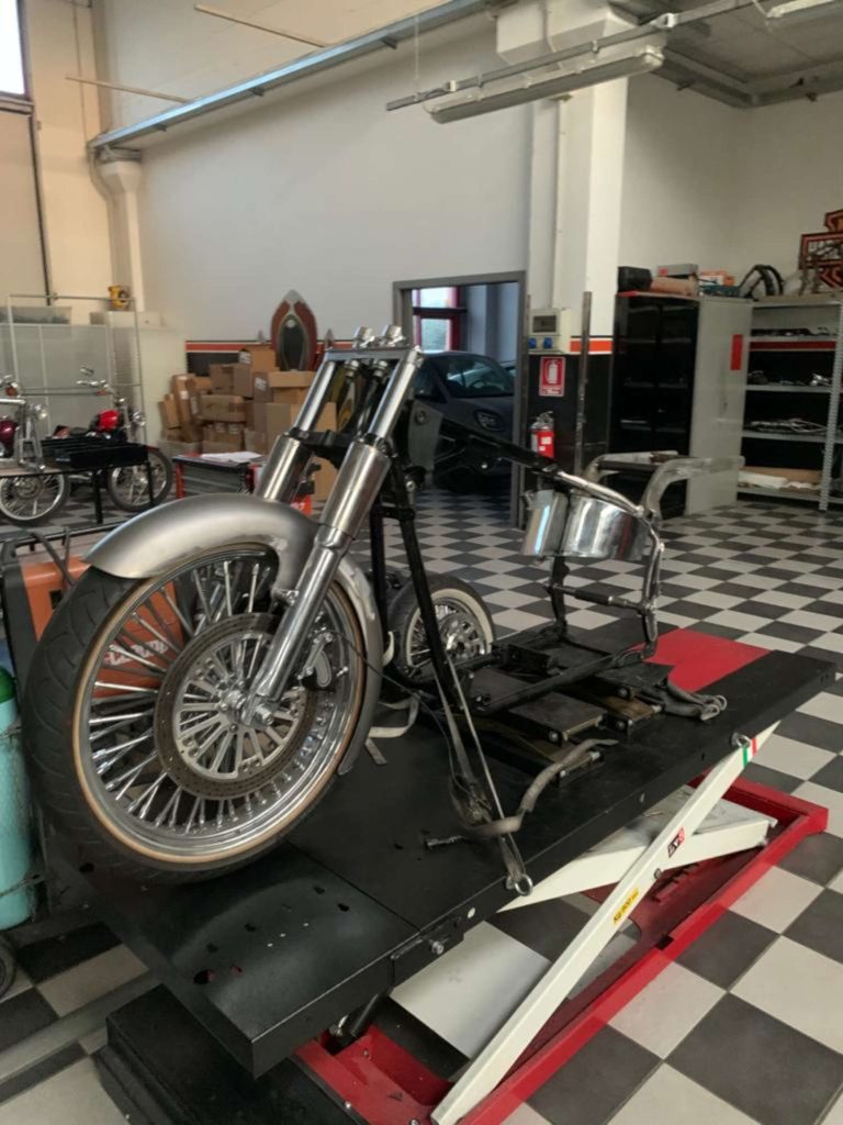 A picture of a motorcycle frame.