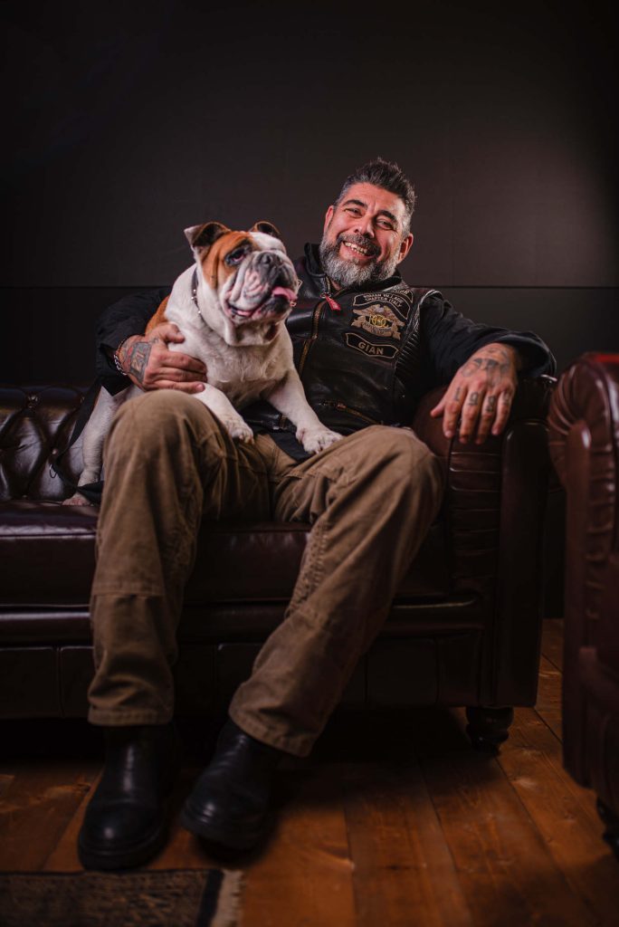 A H.O.G. member and a dog.