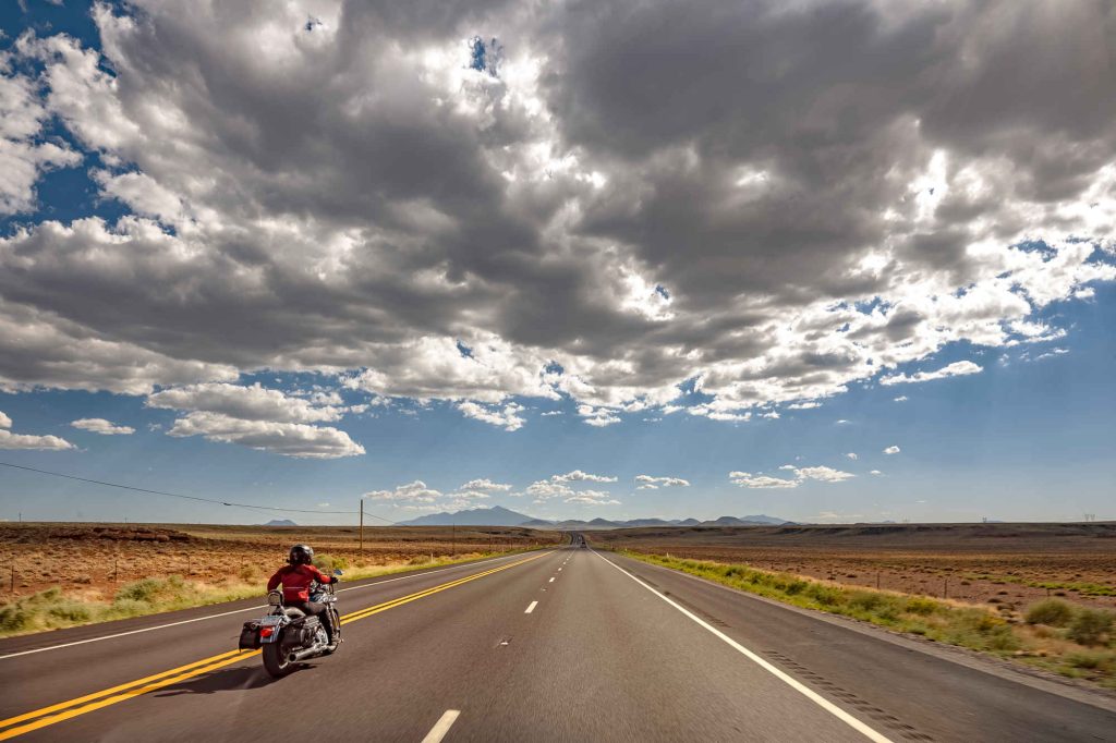 Motorcyclist on a long country ride