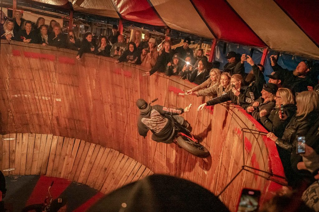 Motorcyclist on the wall of death