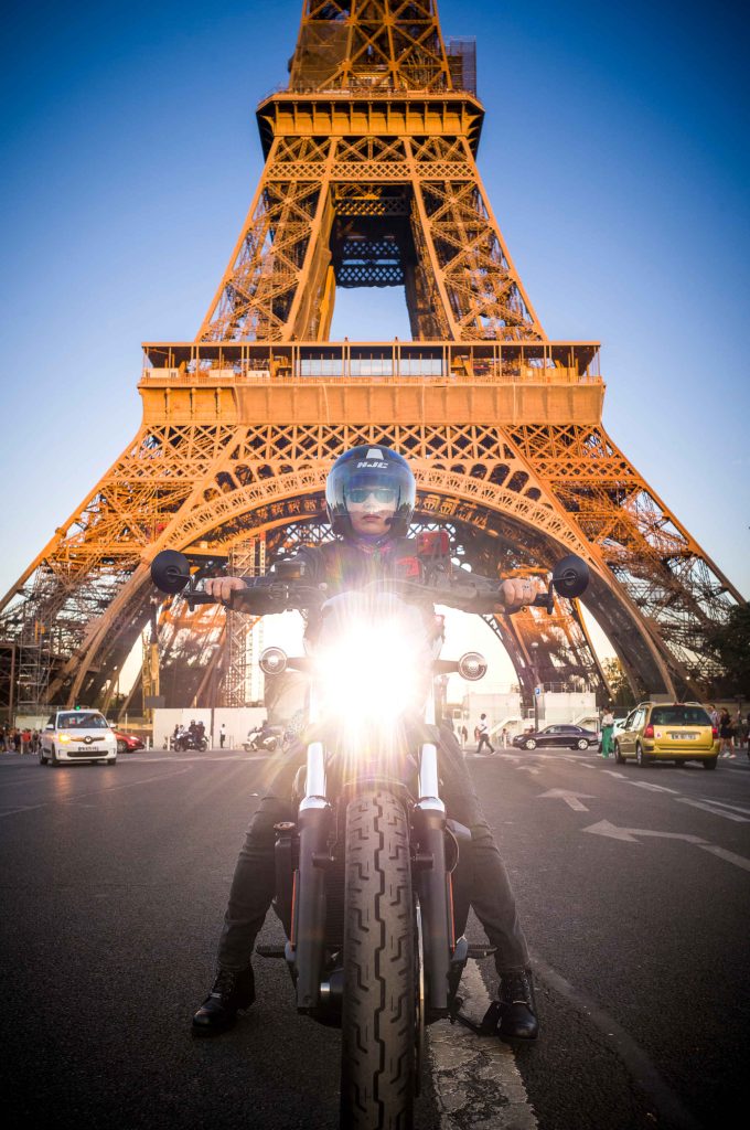 Motorcyclist at the Eifel Tower