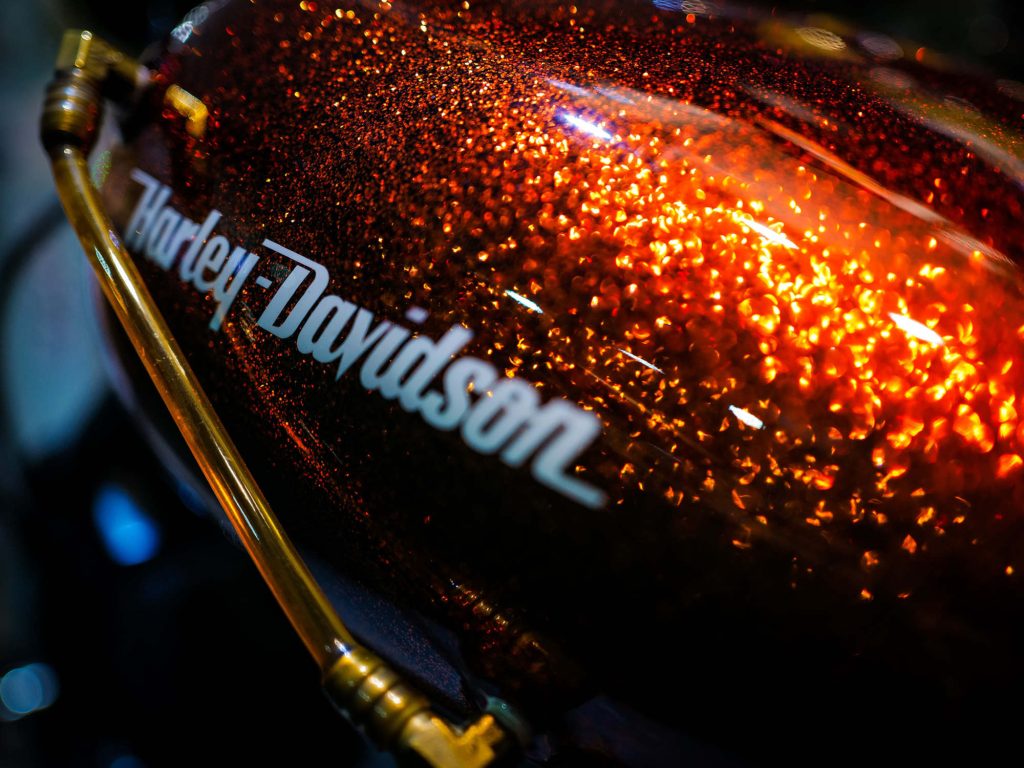 A close-up of a Harley-Davidson