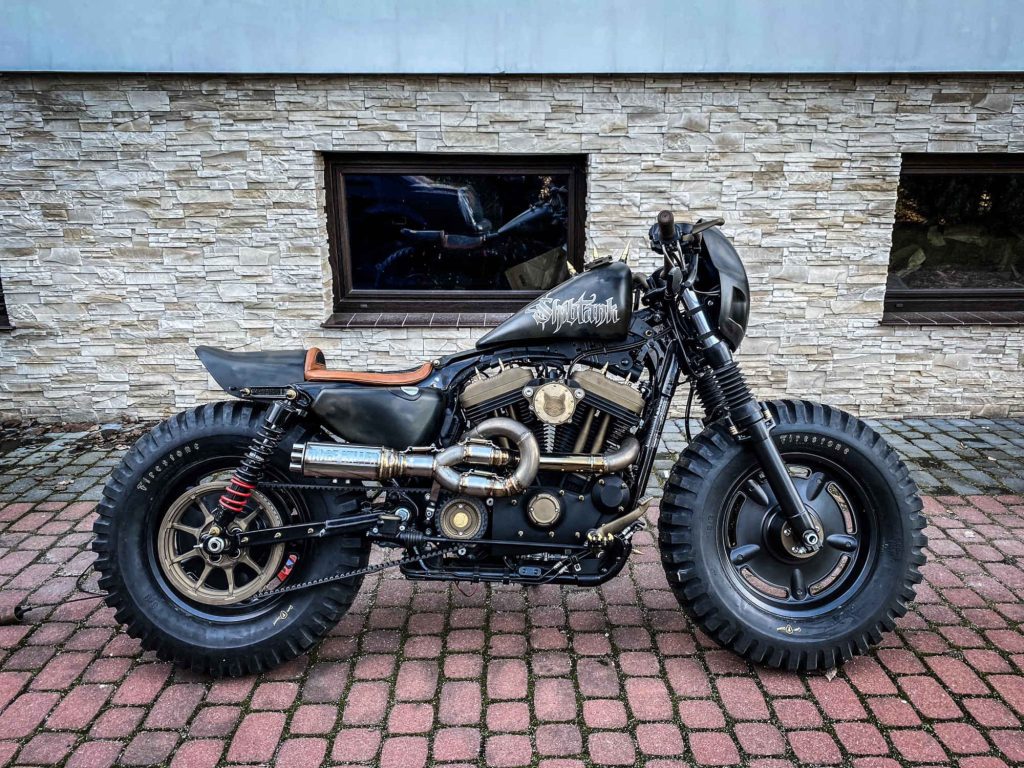 Black custom motorcycle