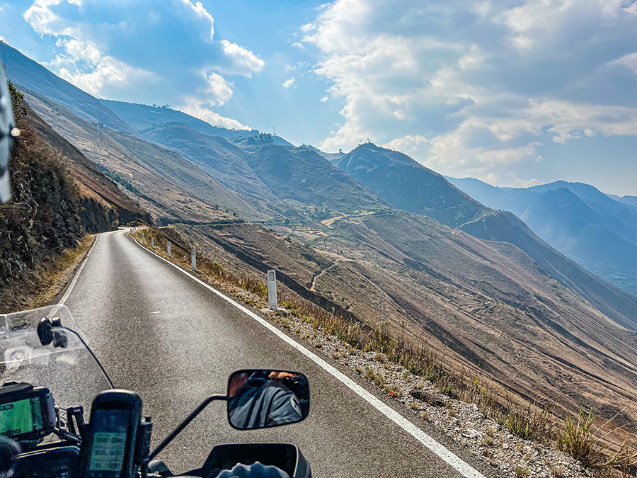 On-bike view of hills