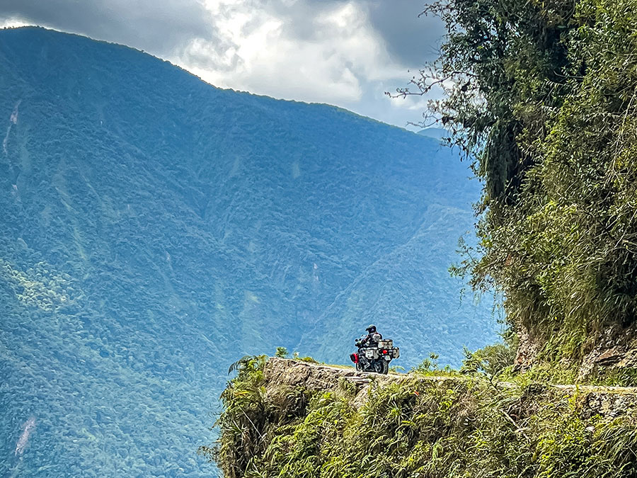 Bike riding around cliff