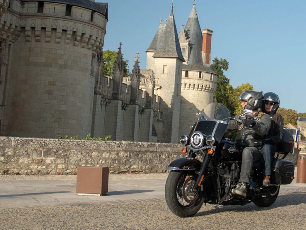 Michel Paillard on a Harley-Davidson in France
