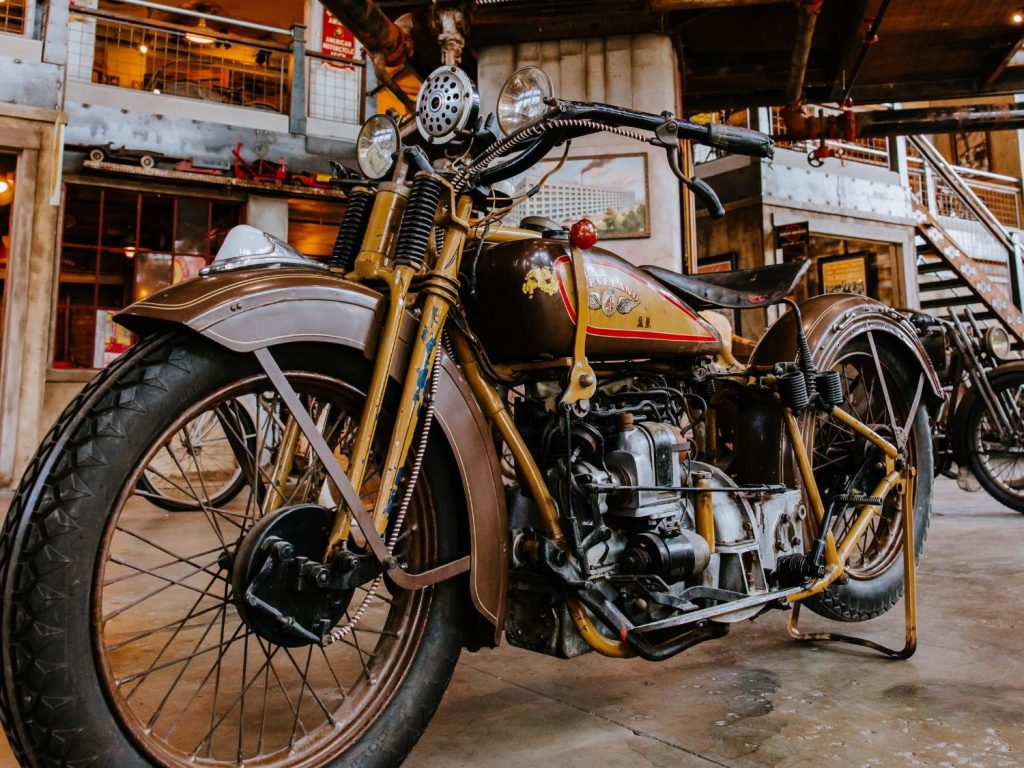 A close-up of a Cleveland motorcycle.
