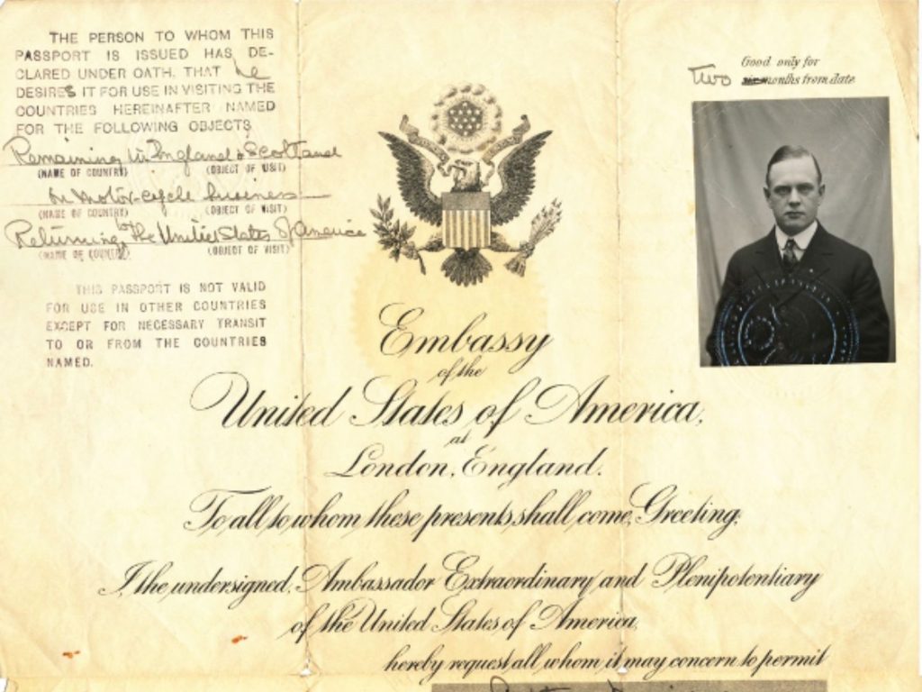A close-up of Arthur Davidson's passport.