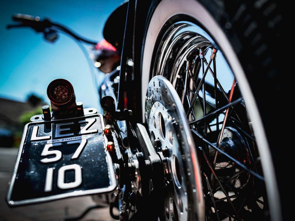 A motorcycle registration plate