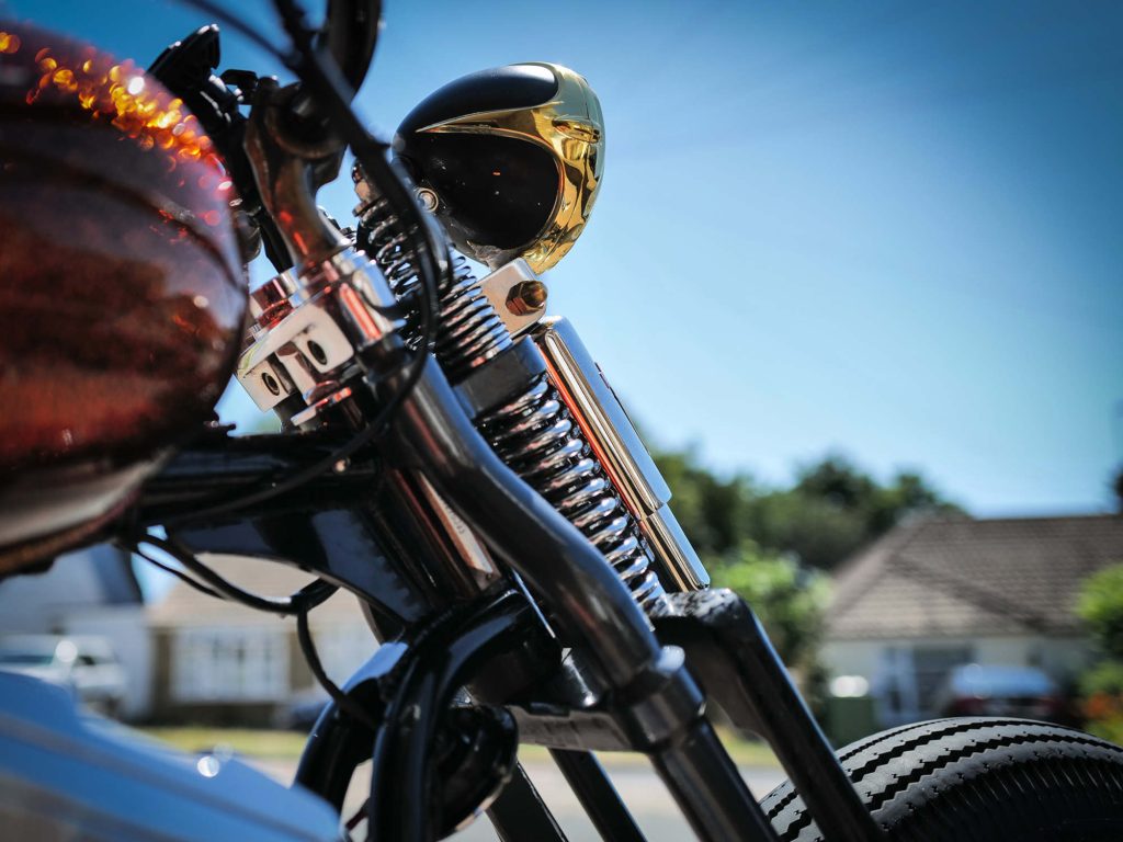 A close-up of a Harley-Davidson