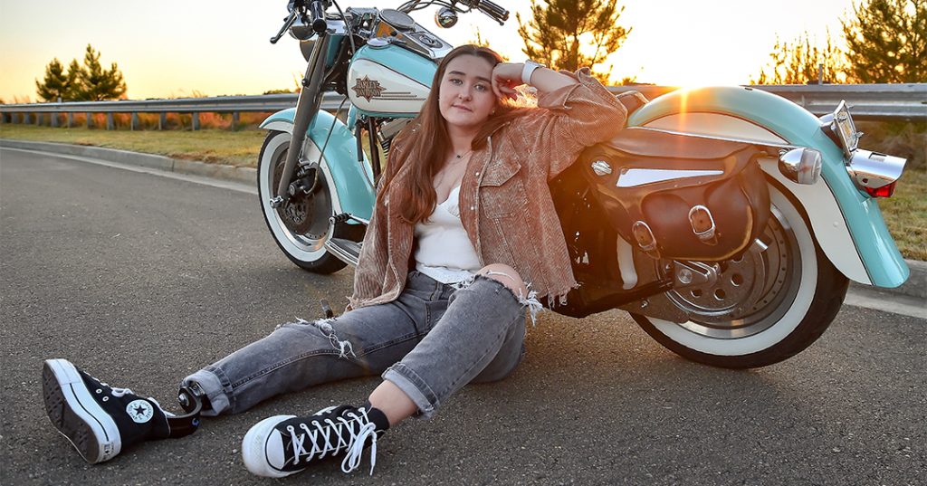 Isabel Marble with her H-D motorcycle